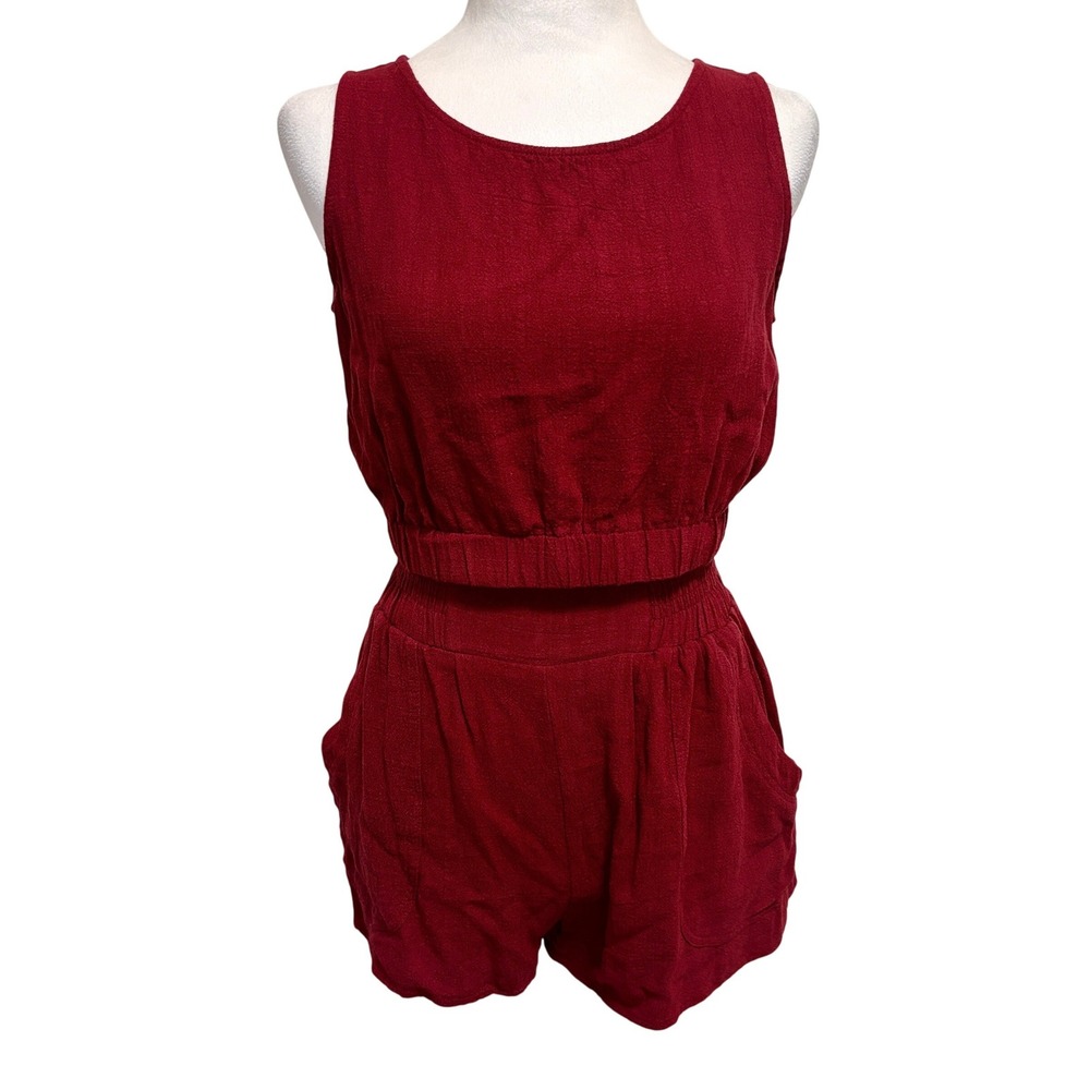 Trendy Queen 2 Piece Set Women S Wine Red Textured Shorts Crop Top Festival Boho